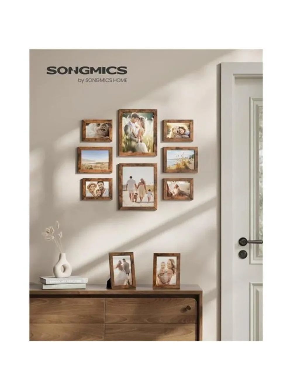 Rustic Brown Picture Frame Set 10 Pack Wall Collage Photo Frames Home Decor